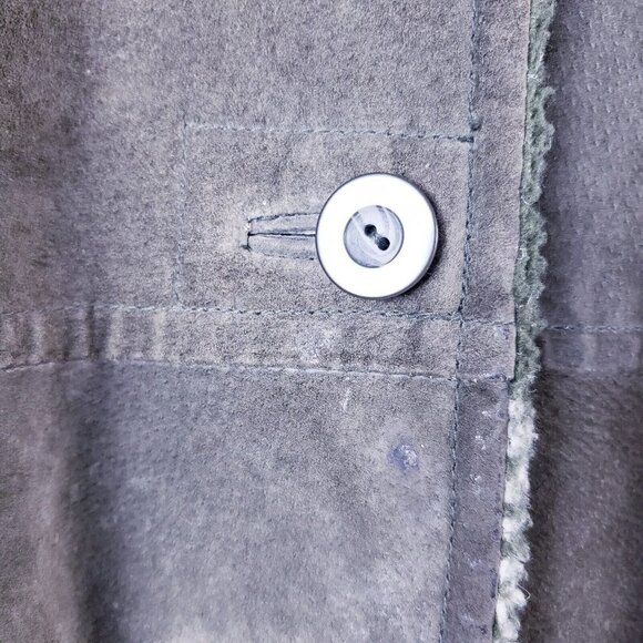 Colebrook & Co. Leather Suede Plaid Sherpa Lined Jacket Green Womens Large - Picture 10 of 13